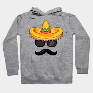 Cinco De Mayo Mustache Mexican sombrero hat Hoodie